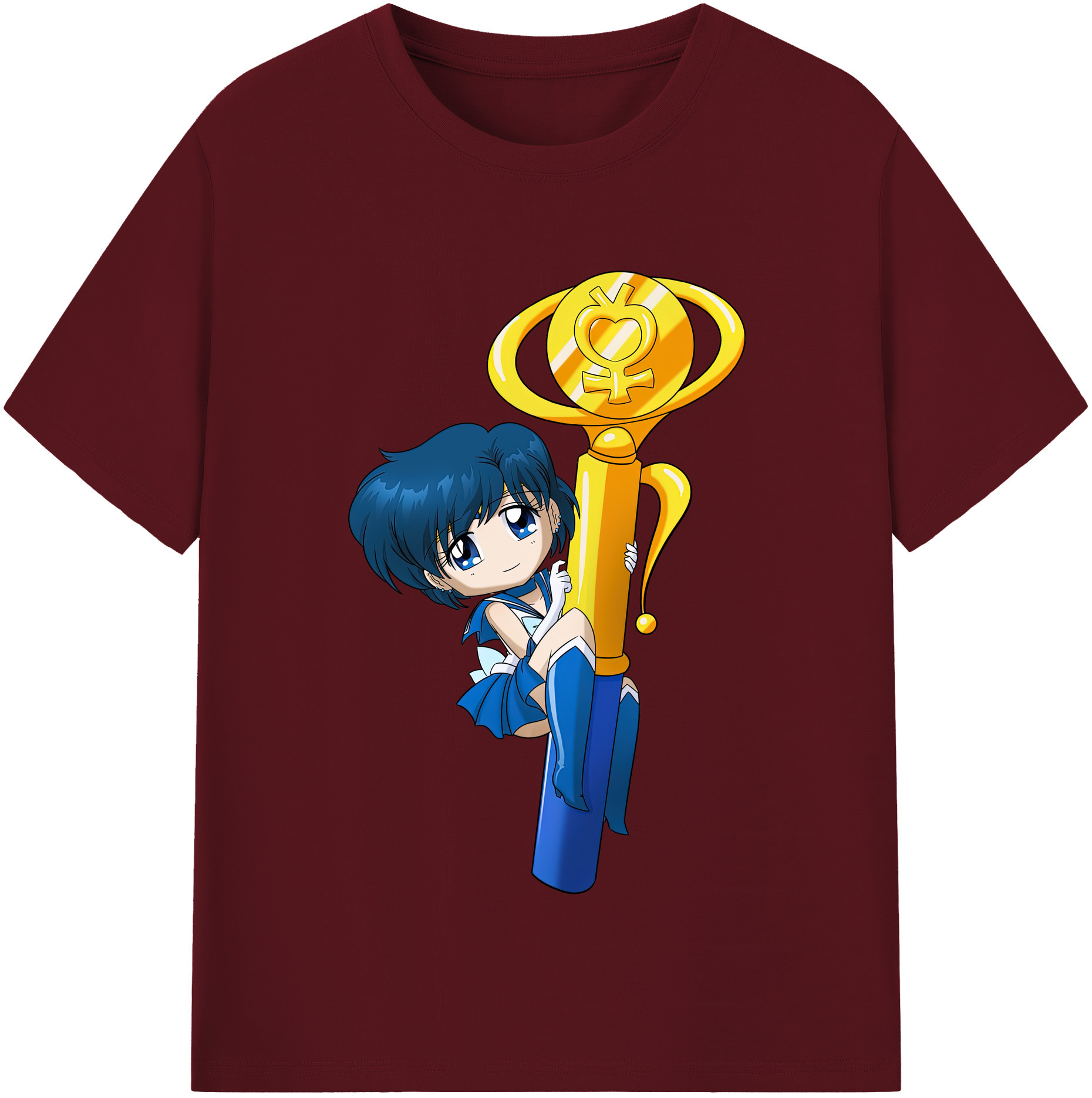 （画像用） 美少女戦士セーラームーン 水野 亜美 みずの あみ Sailor Moon Mizuno Ami 綿100％半袖Tシャツ（フロントプリント）